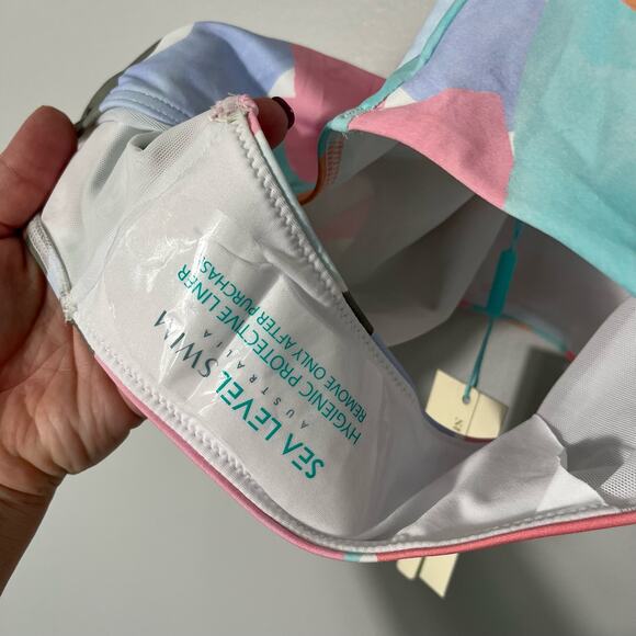 Sea Level women's tie neck keyhole halter one piece new size 6 multicolor - Picture 3 of 6